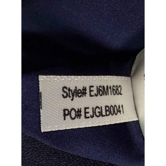 Eliza J Navy Lace-Up Neckline Sheath Dress Lined Side Slits Size-12 - Picture 9 of 10